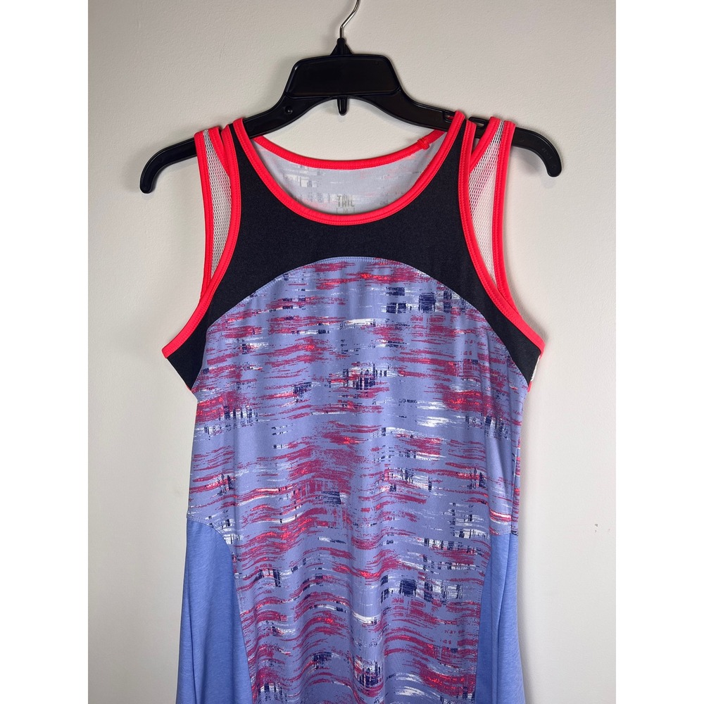Tail Womens Athletic Tennis Dress Blue‎ Abstract Print Mesh Trim Sleeveless M